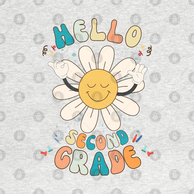 Hello 2ND Grade Groovy Peaceful Flower Smile Back To School by GIFTGROO